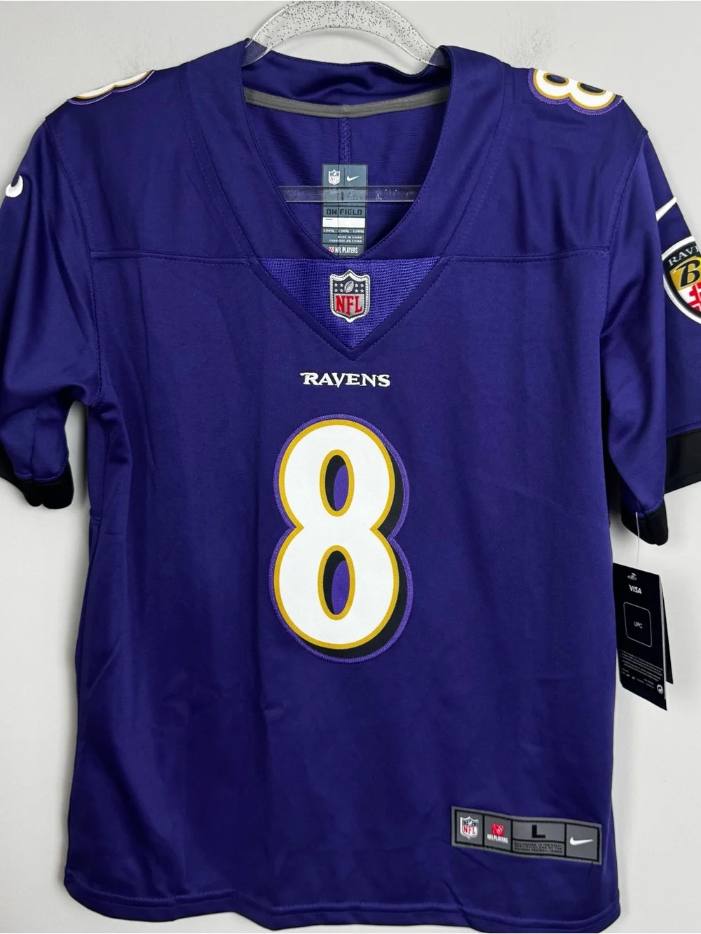 NFL x NIKE | On Field NEW Baltimore Ravens Jersey Lamar Jackson 8 Kids Size L